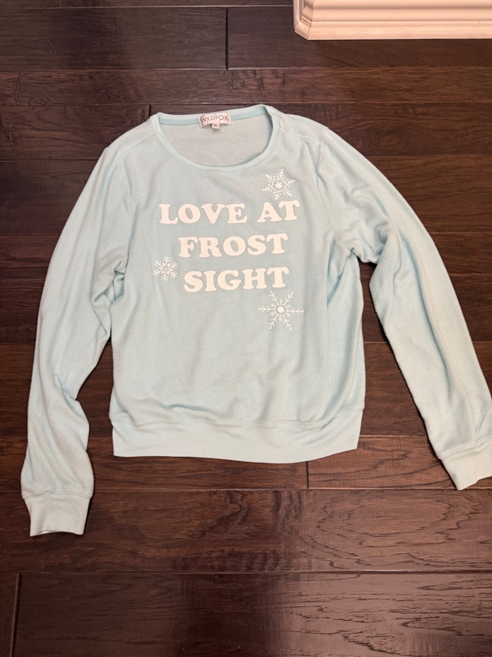 Wildfox Sweatshirt Pastel Blue 'Love At Frost Sight'
